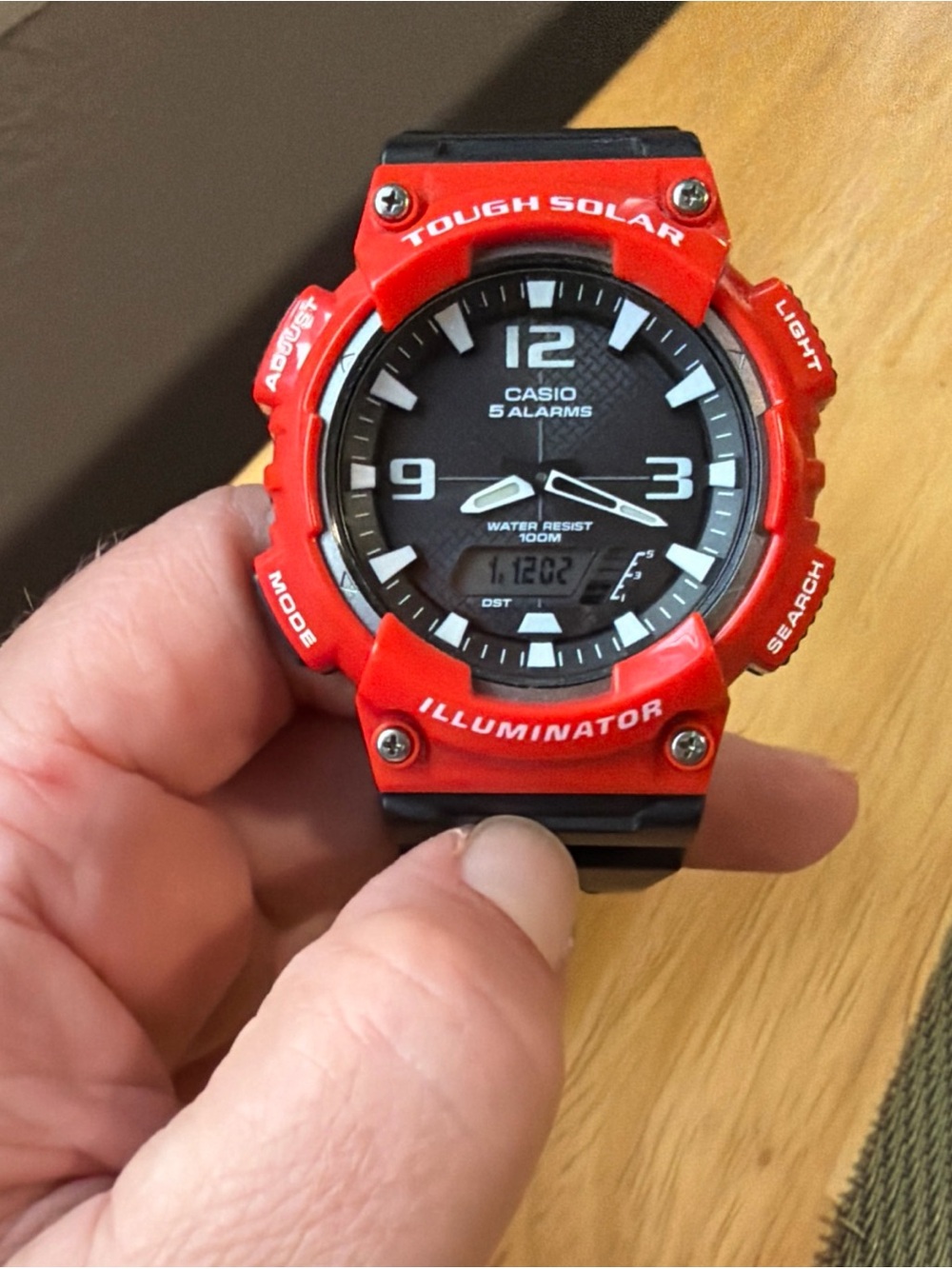 Casio Red and Black Tough Solar Illuminator Sport Watch